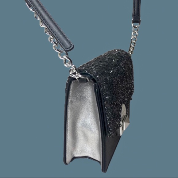 KATE SPADE Black and Silver Slide Lock Clutch Crossbody Bag Silver Accents NWOT - Picture 6 of 17